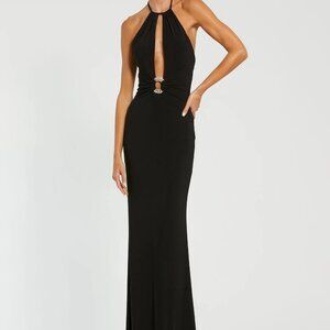 Mac Duggal Elegant Black Keyhole Maxi Dress